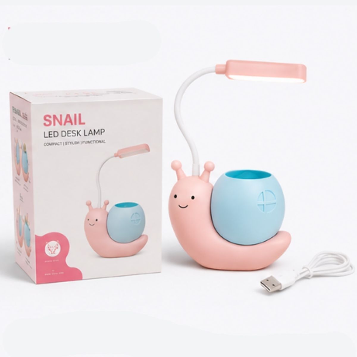 Cute Snail LED Desk Lamp with Pen Holder Organizer for Kids Study,Table Lamp Study Lamp-image-8