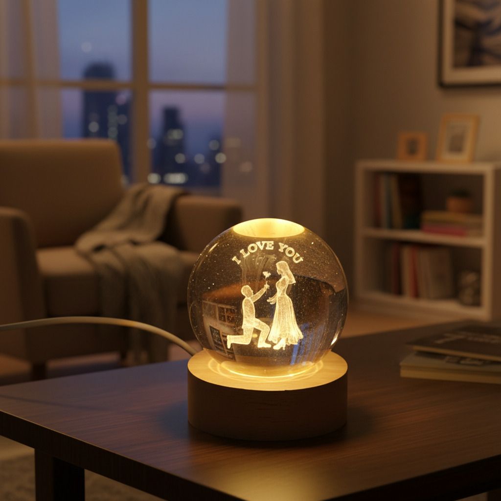 Romantic Proposal Crystal Ball Lamp | I Love You LED Bedroom Decor Light Night Lamp-image-6