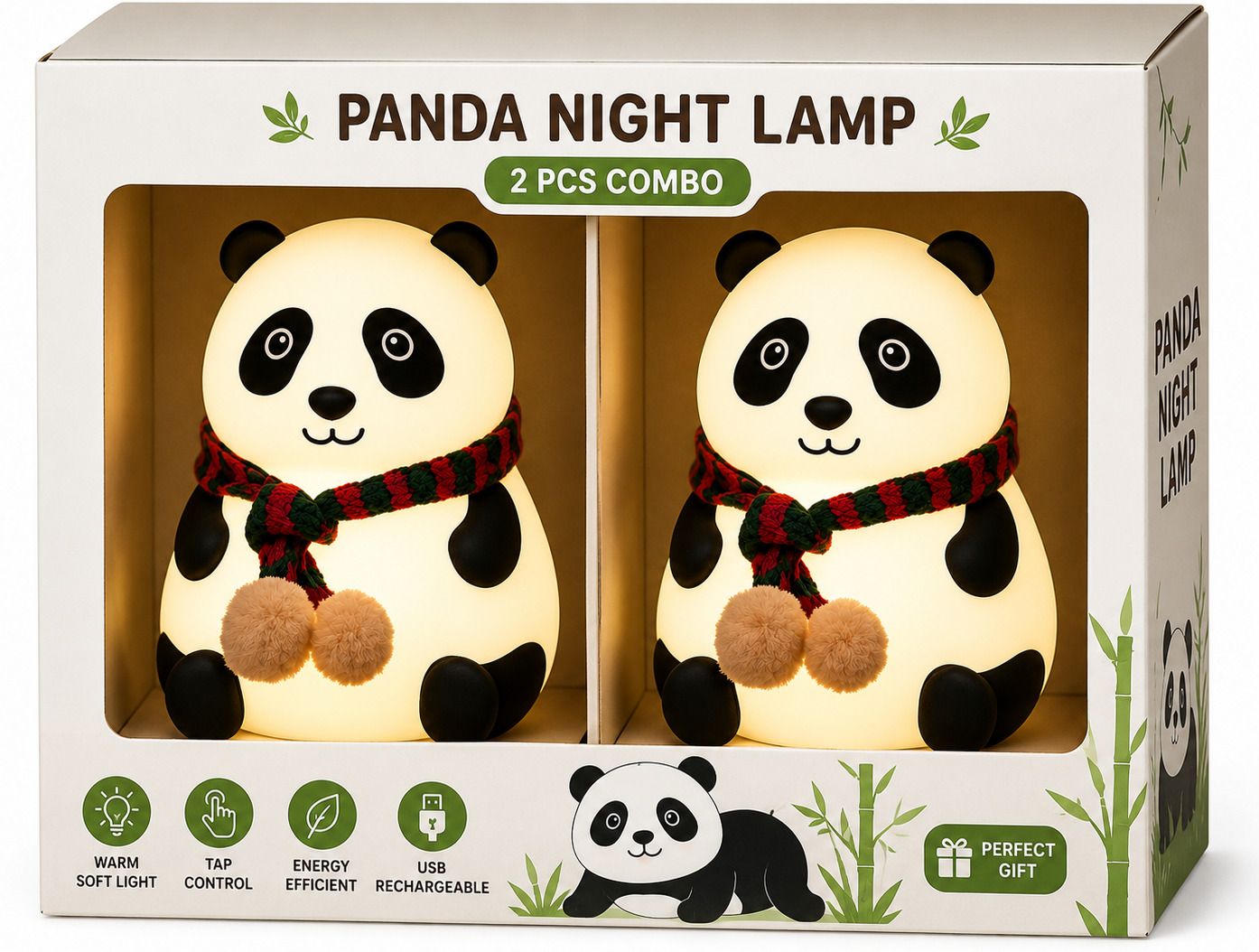 bm ecom traders Cute Panda Silicone USB Rechargeable Night Lamp, Touch Control, Gift Light Night Lamp-picture-2