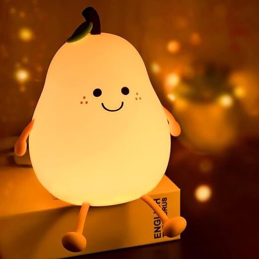 brahmani Cute Pear Night Light for Kids Silicone Night Color Changing Lamp Study Lamp-picture-35