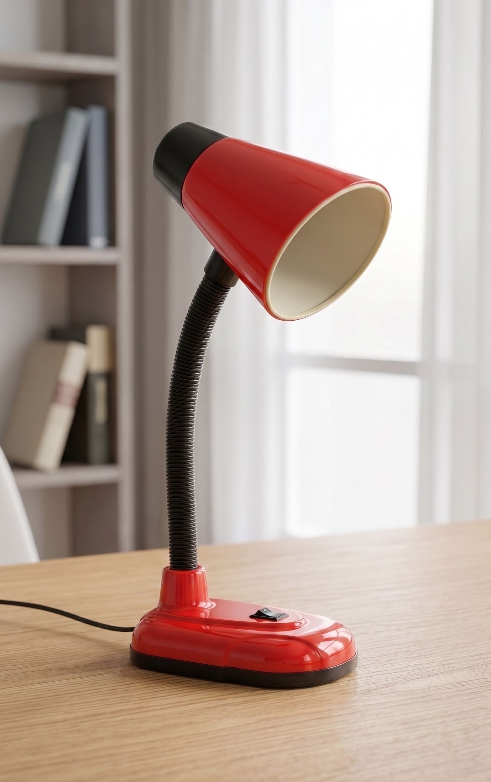 Flexible PVC Table Lamp for Study Office, Home, Adjustable Neck, Red, No Bulb Study Lamp-image-4