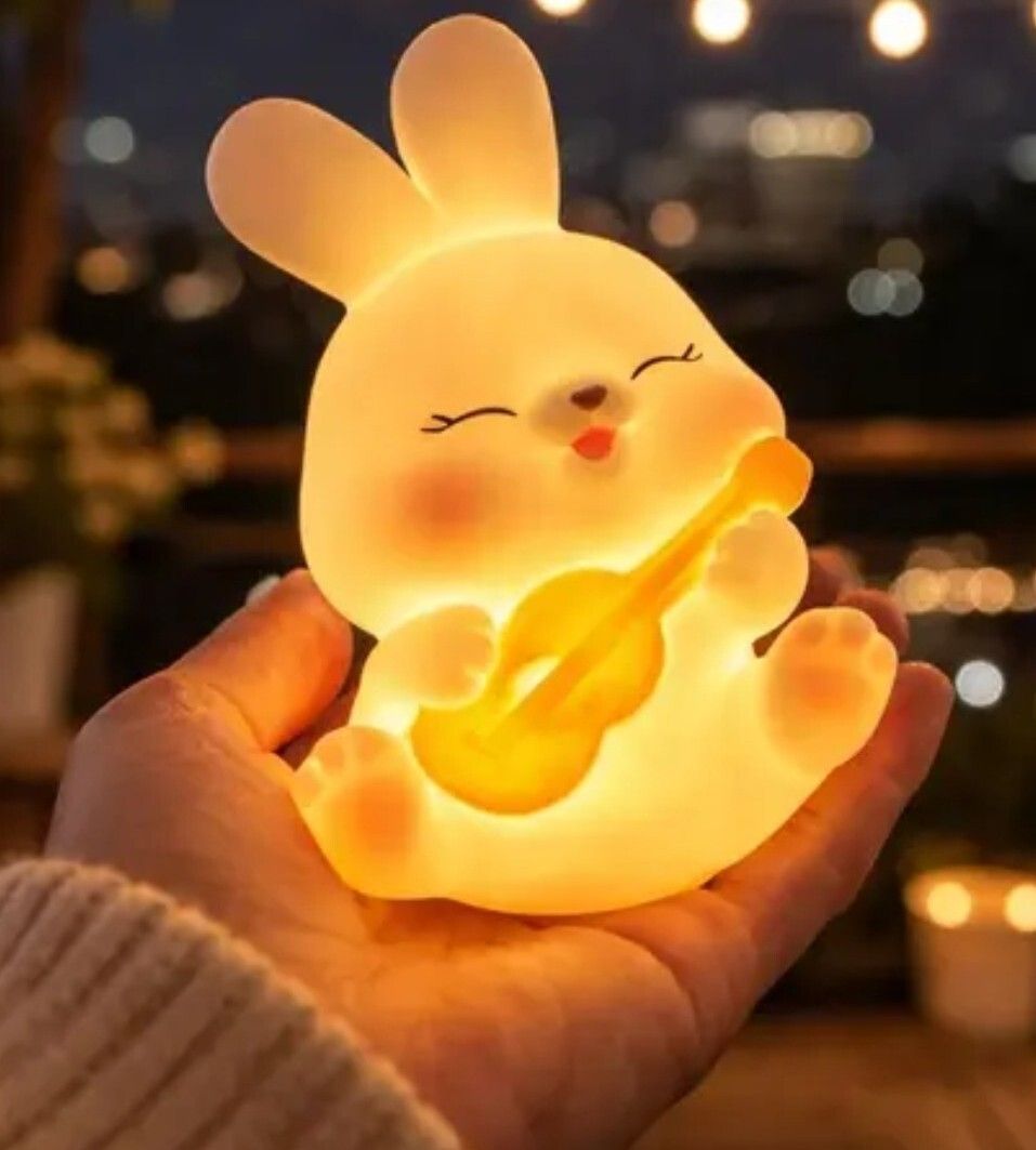 gift me Cute Bunny LED Night Lamp with Guitar (Battery Included) Night Lamp-picture-30