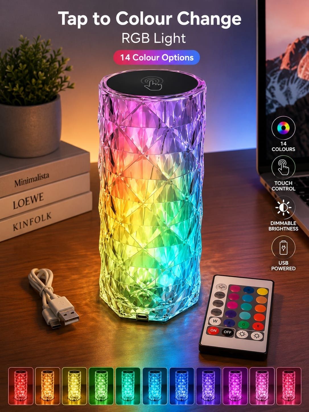 sr enterprise Crystal Diamond RGB Lamp Table Lamp-picture-13