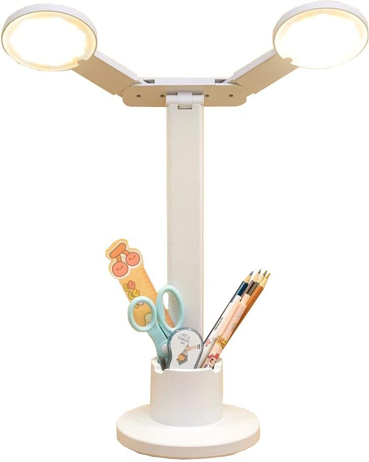 Double Head LED Desk Lamp with Pen Holder, Study Lamp-image-36