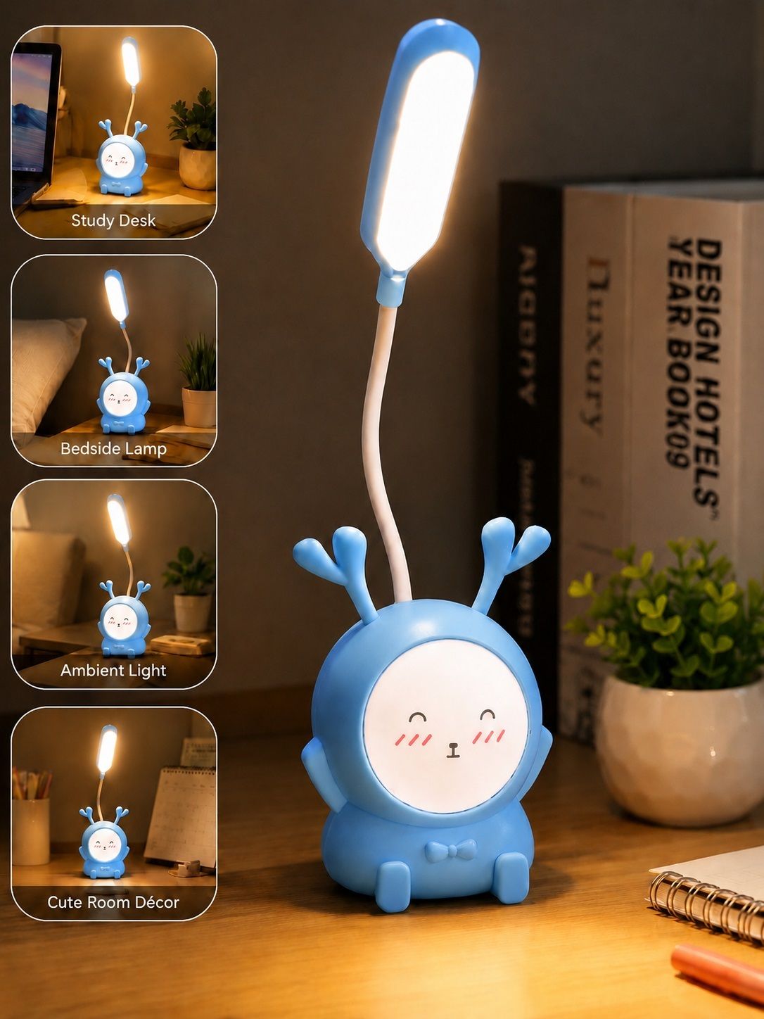 imnishnay Deer Shape LED Desk Lamp – USB Rechargeable Night Light for Kids Table Lamp-picture-45
