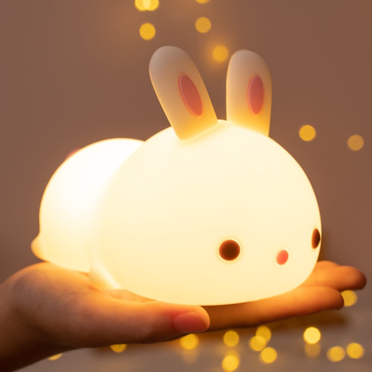 kitchenbiz Bunny Night Light for Kids Room, Rechargeable, 7Color Changing Night Lamp Table Lamp-picture-11