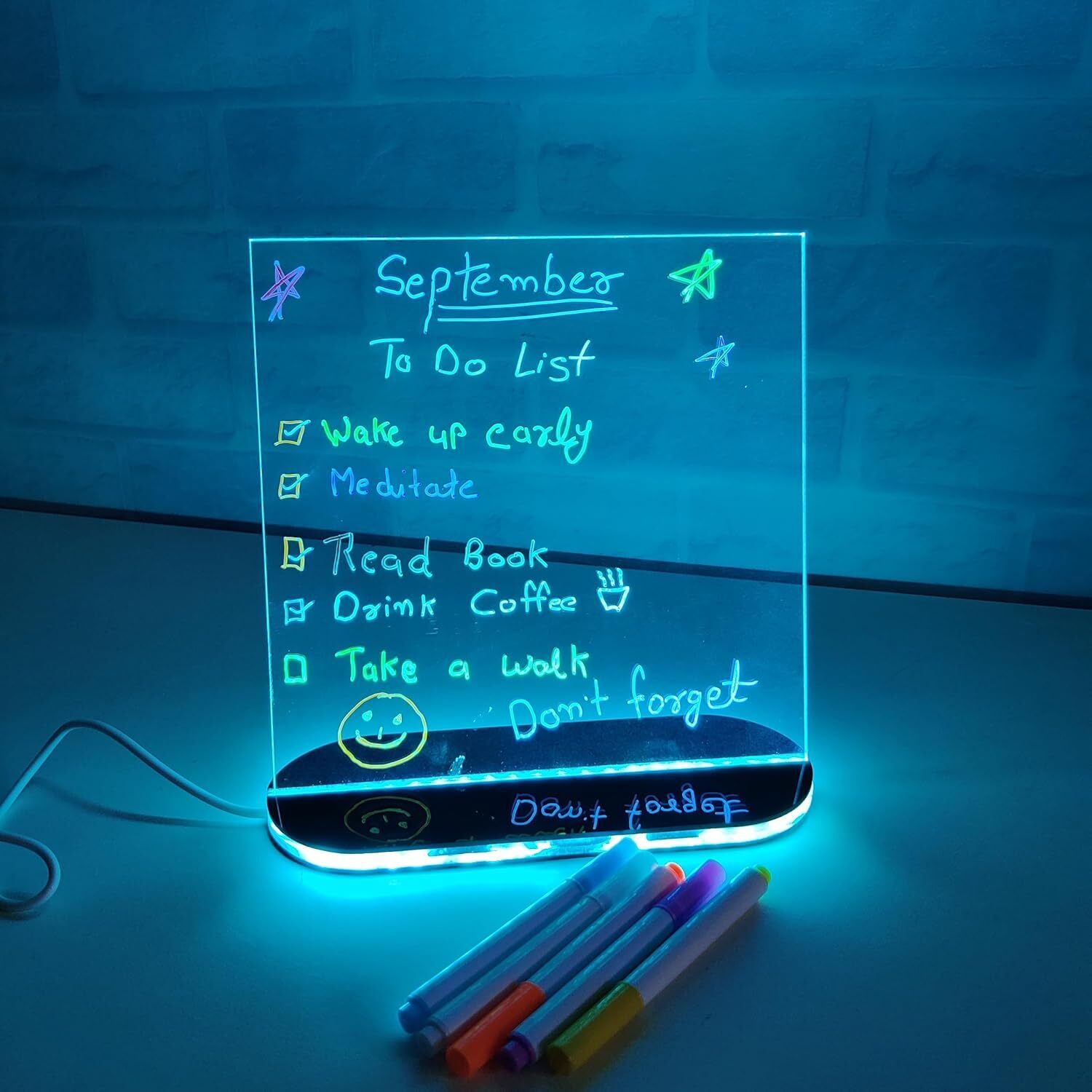 3D Acrylic Message Board | LED Rewritable Planner for Table Top Study Lamp-image-40
