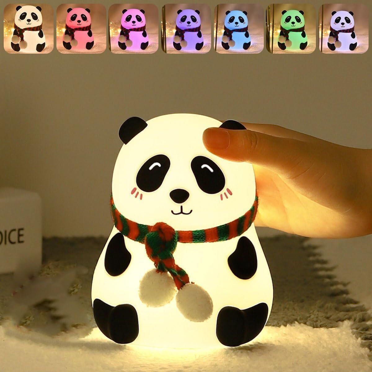 Panda Silicone Night Light, Color Changing Cute Lamp with Touch Sensor Control Night Lamp