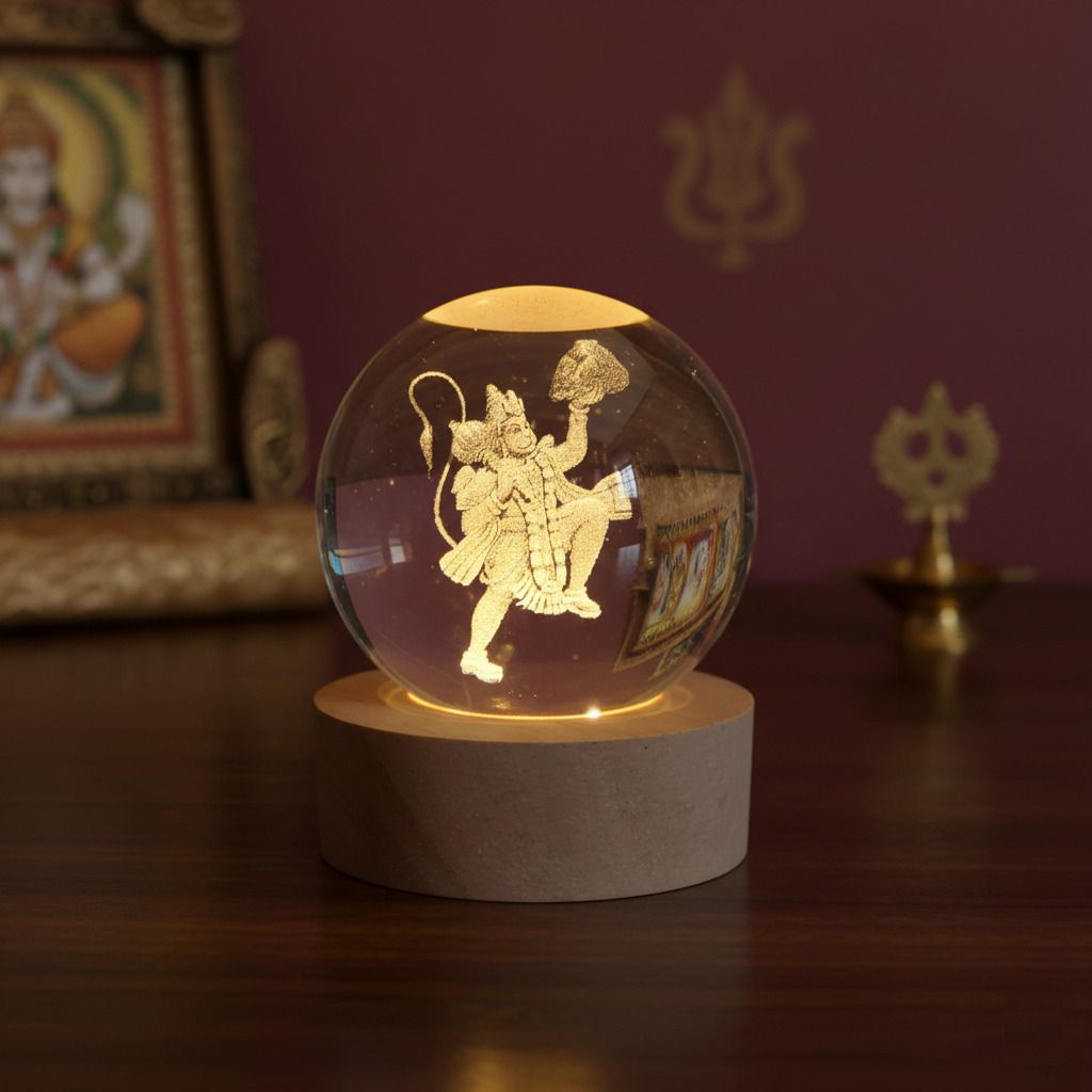 lilone 3D Laser Engraved Hanuman Ji Crystal Showpiece USB Table Lamp-picture-16