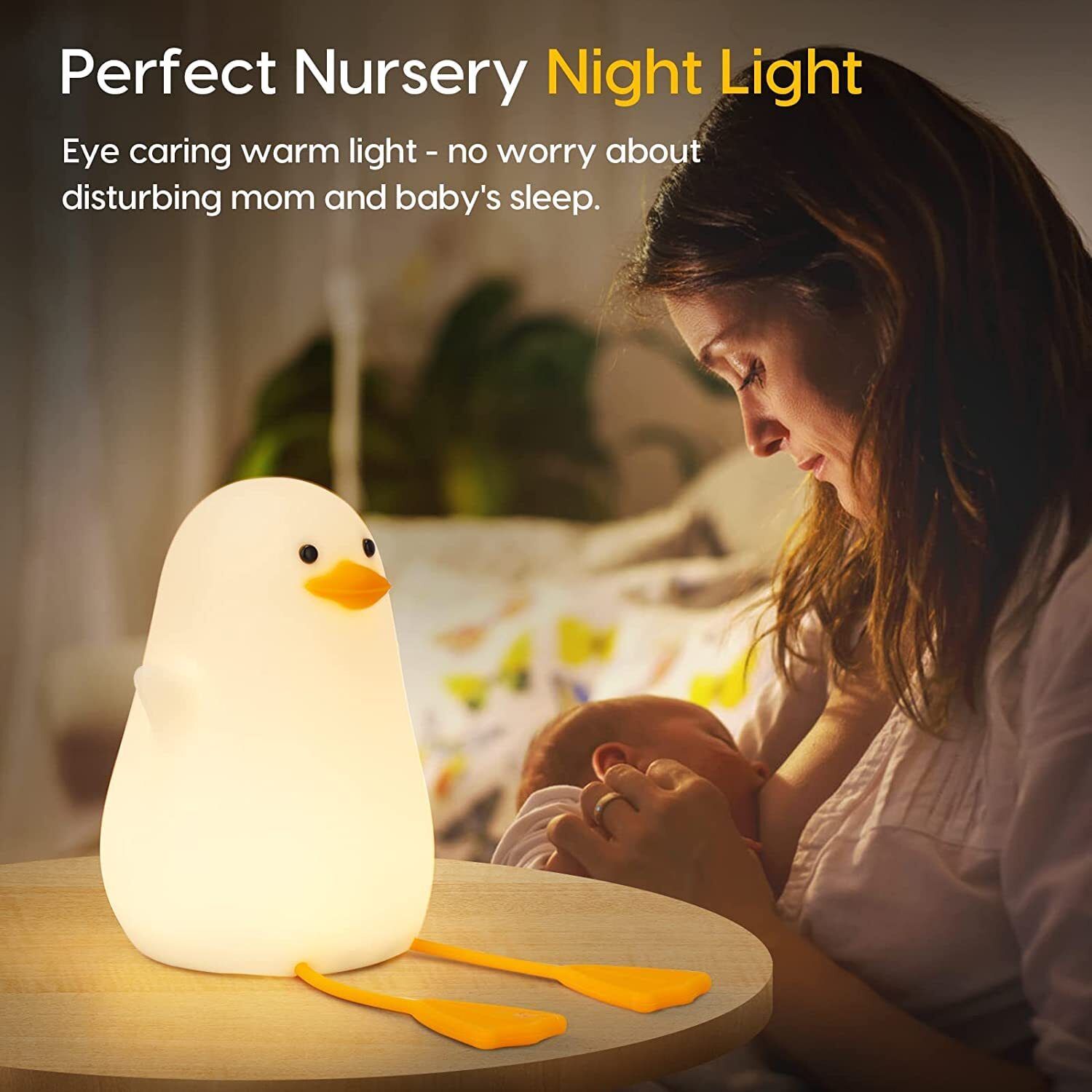 Cute Duck Night Light, USB Rechargeable, 7-Colors Changing Light, Room Decor 3 hrs Lantern Emergency Light-image-44