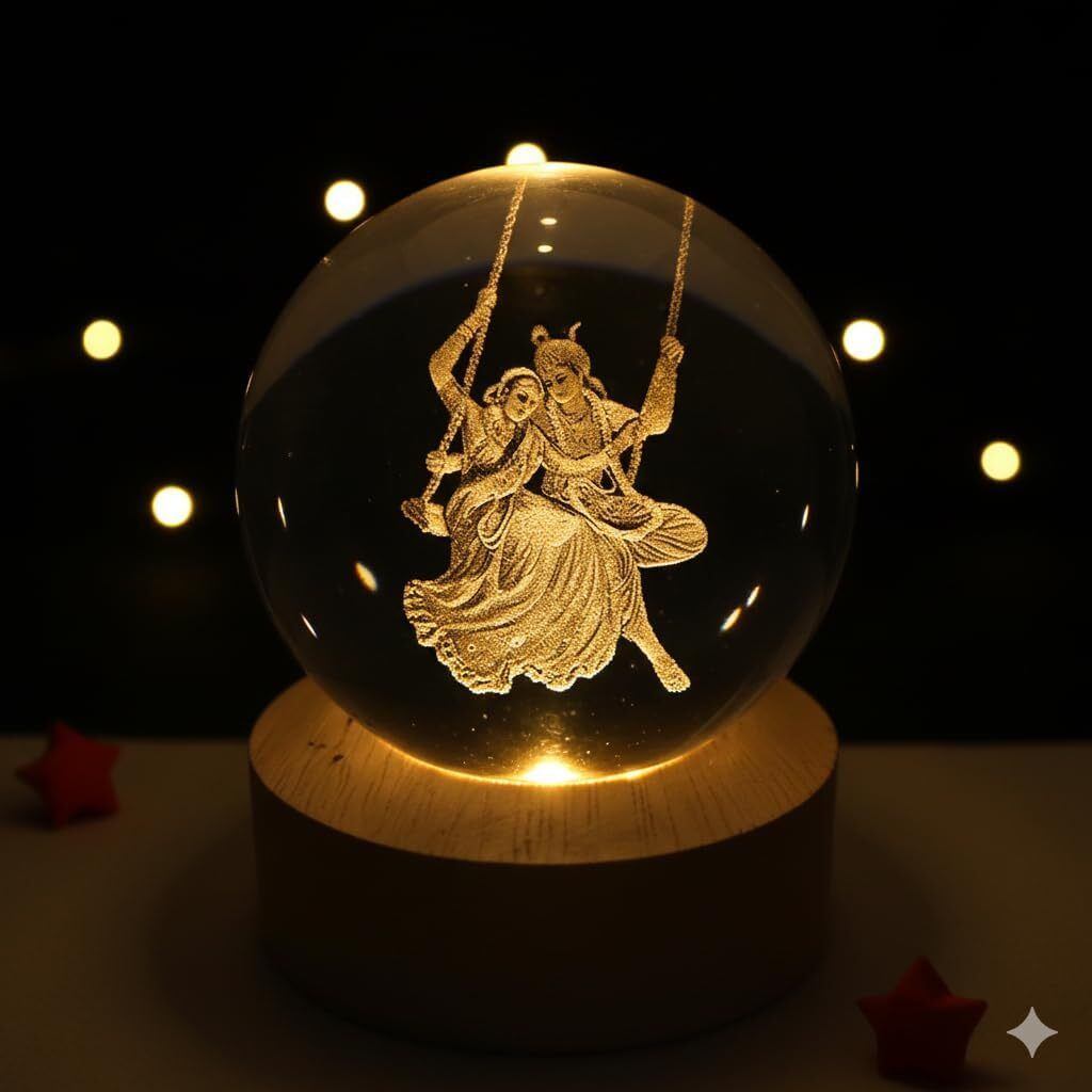 Radha Krishna Swing Crystal Ball Night Light Table Lamp-image-44