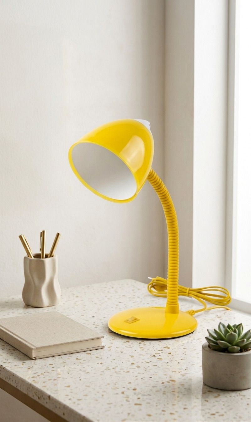 Flexible Study Table Lamp, Translucent Shade, PVC B22 Holder (No Bulb), Yellow Study Lamp-image-11