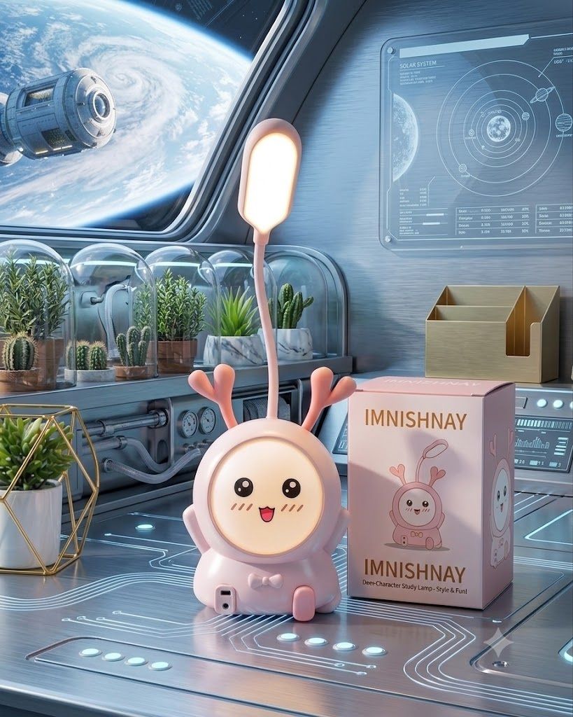 imnishnay Cute Pink Deer LED Desk Lamp for Kids Bedroom Table Lamp-picture-23