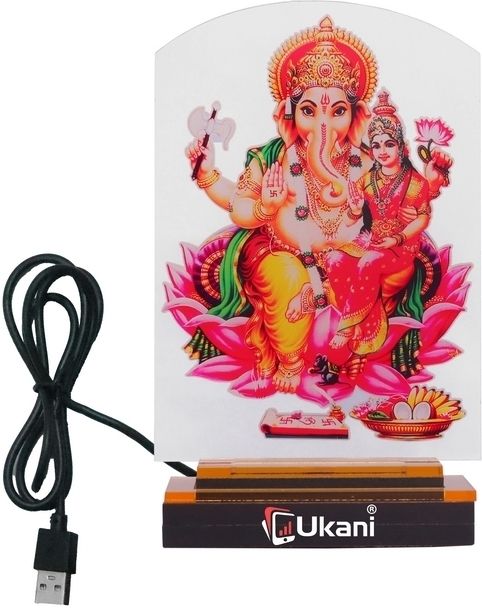 UV Printed USB GOD LAXMI & Ganesha Lamp for Car/Office/Desktop/Gift/Table Top Table Lamp-image-36