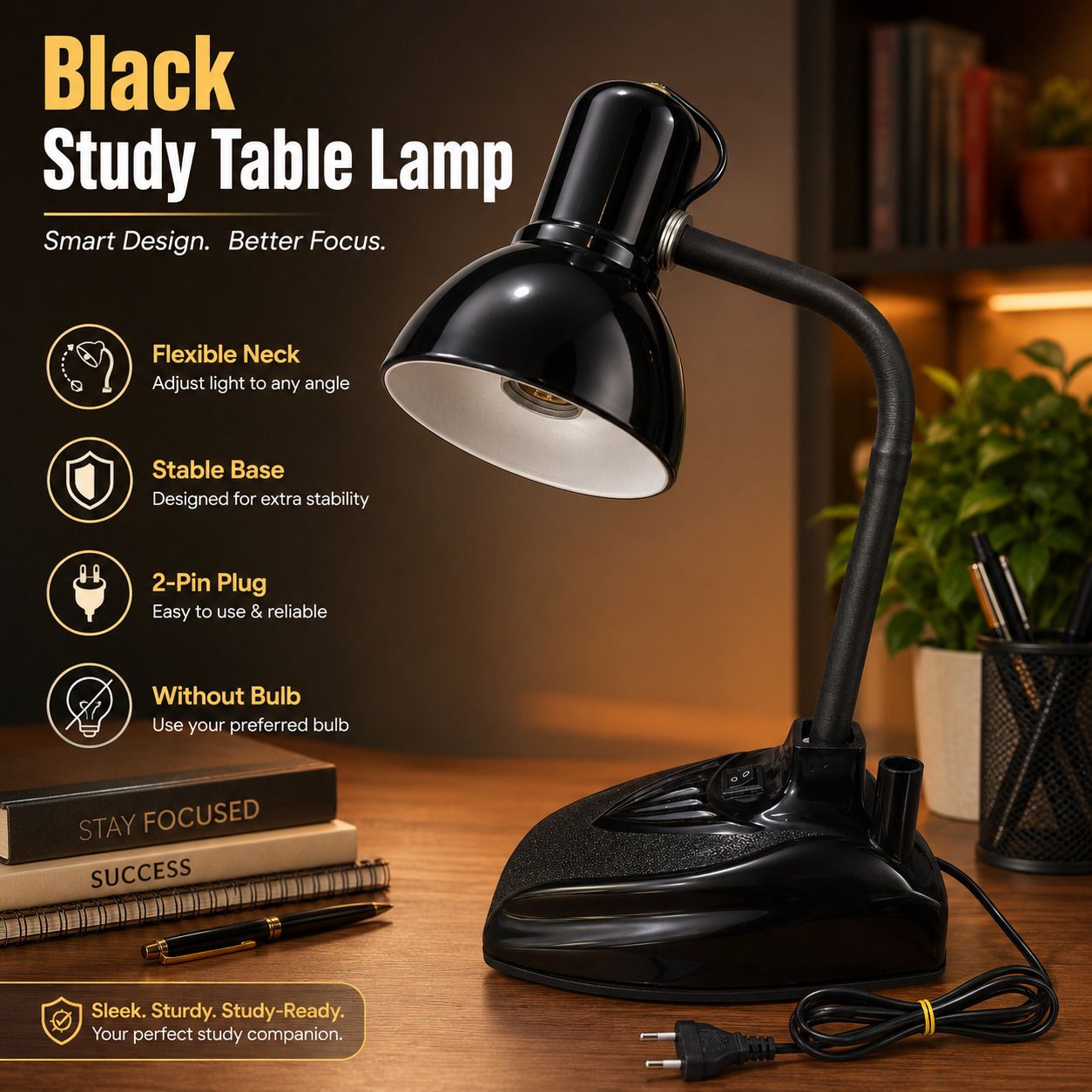 spark world Flexible Black Study Table Lamp (Pack of 1) Study Lamp-picture-3