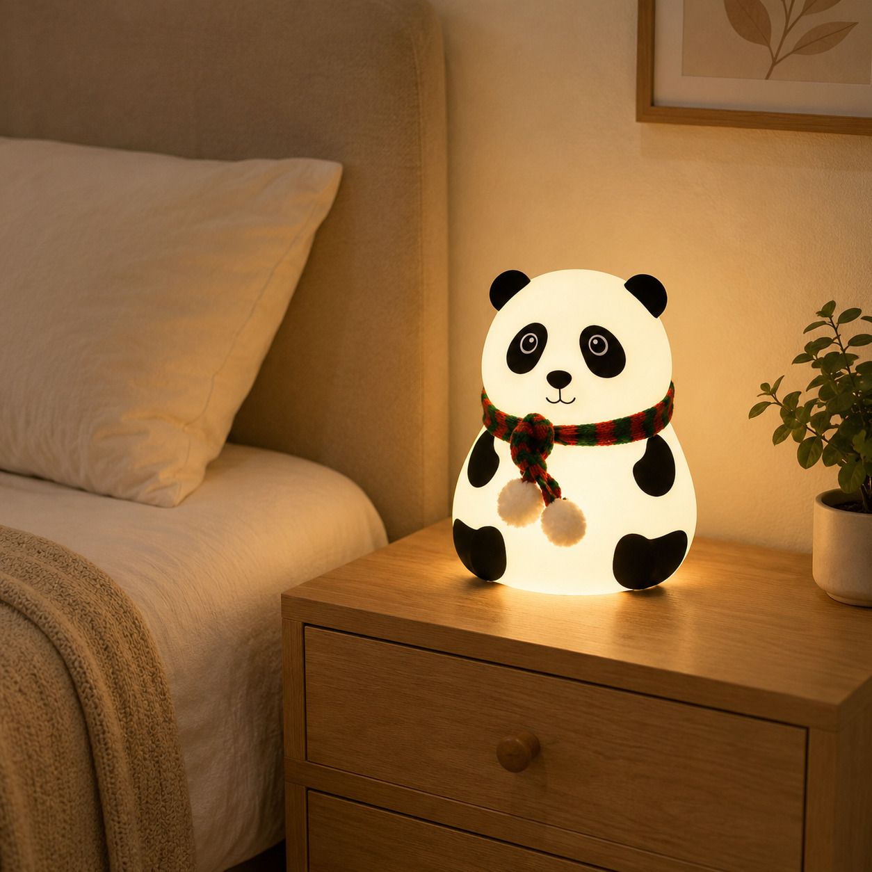 Panda Night Lamp Rechargeable Touch Sensor 7 Color LED Bedside Light Night Lamp-image-4