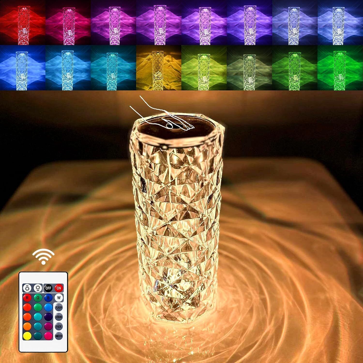 Crystal Lamp,16 Color Changing Rose Crystal Diamond Table Lamp,USB Rechargeable Table Lamp-image-11