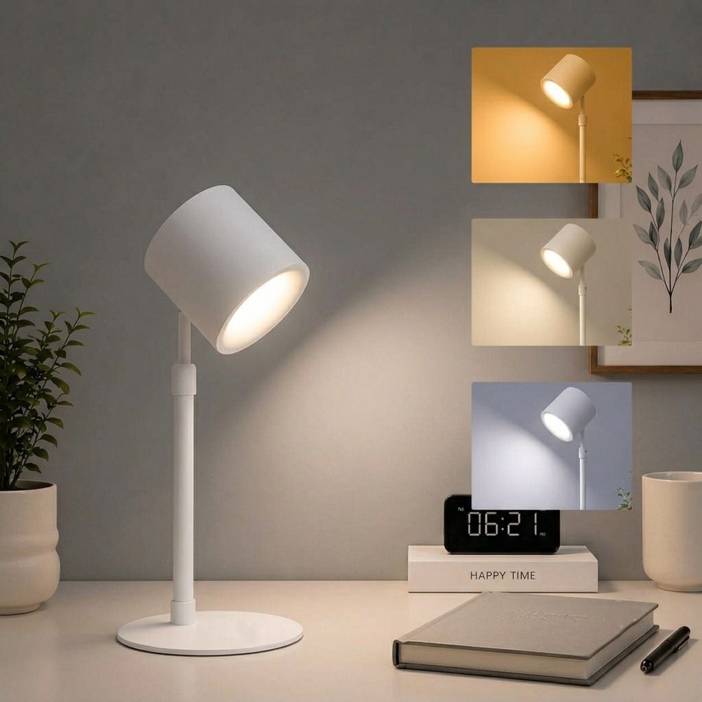 Foldable LED Reading Lamp with Rechargeable Battery & Touch Control white Study Lamp-image-23