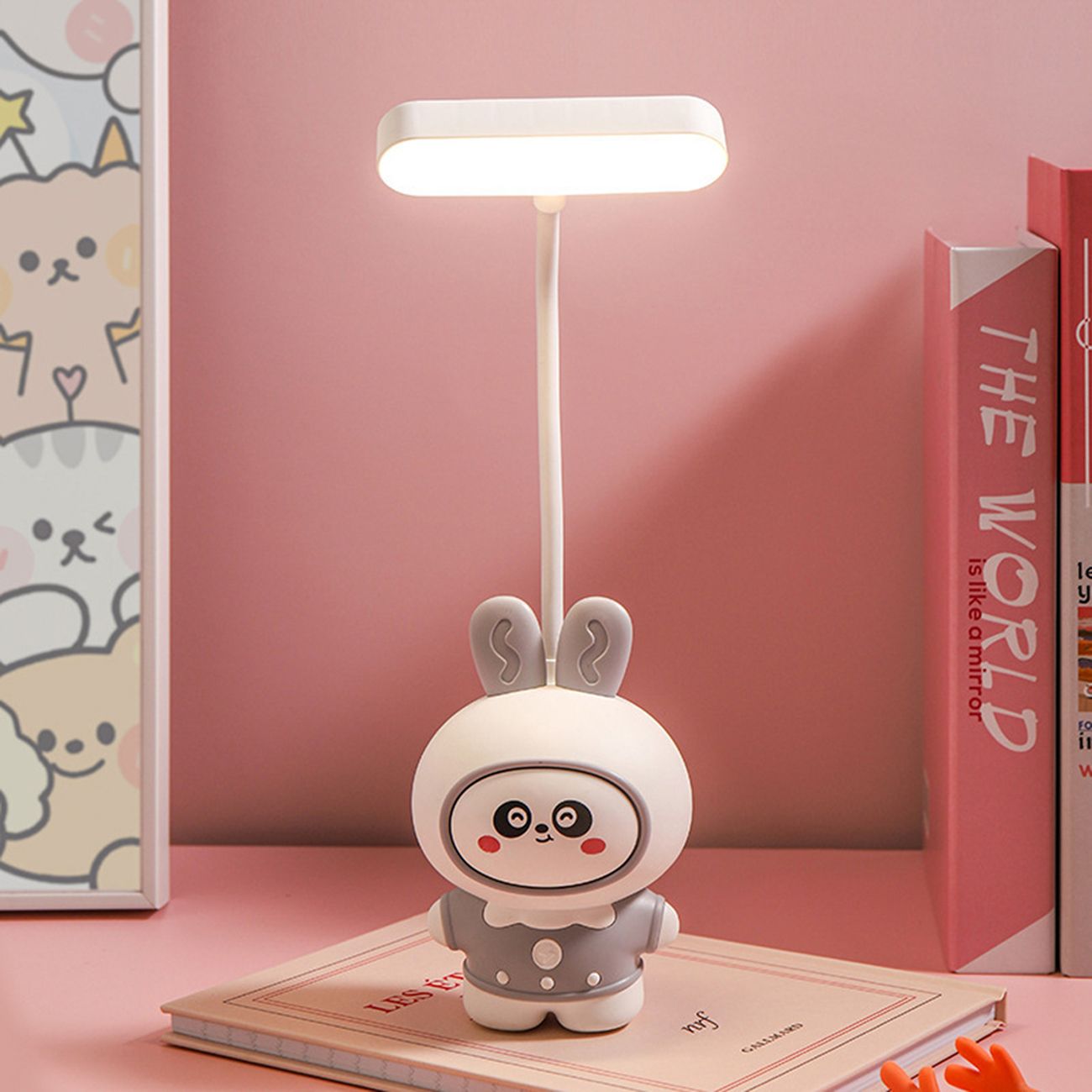 Cartoon Cute Rabbit Pencil Sharpener with USB Rechargeable Desk Lamp Study Lamp-image-47