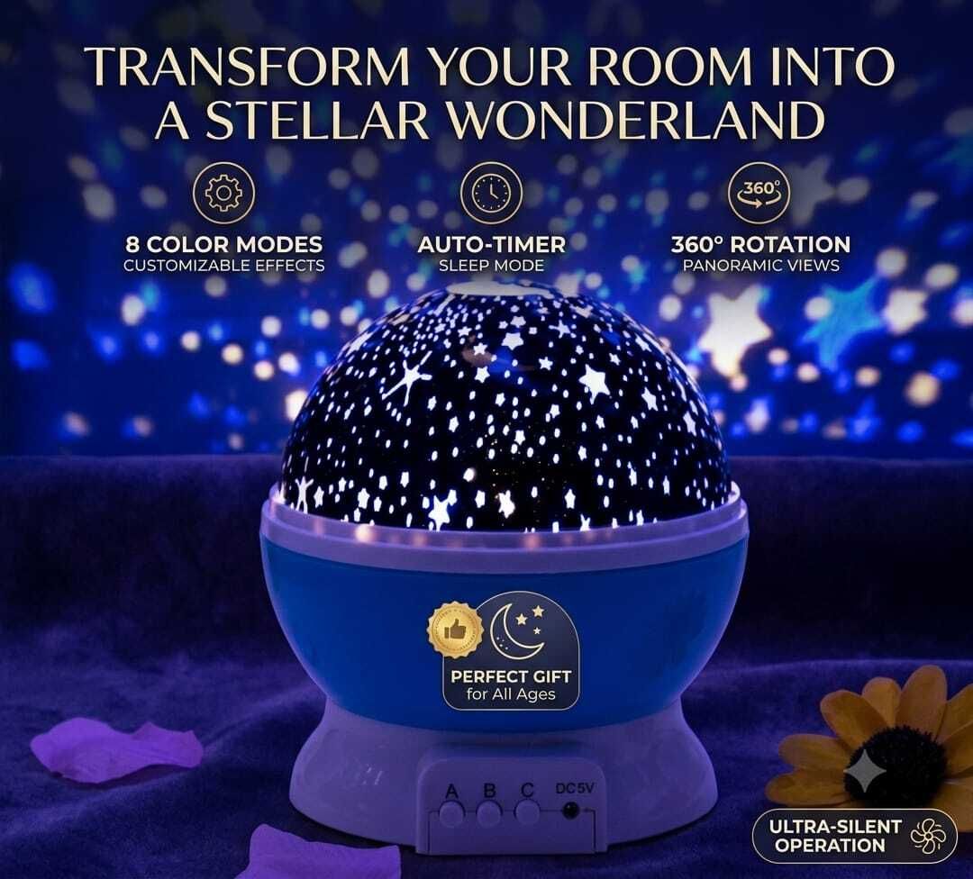 360° Galaxy Star Projector Night Light with Multi-Color LED Projector Quiet Mode Night Lamp-image-38