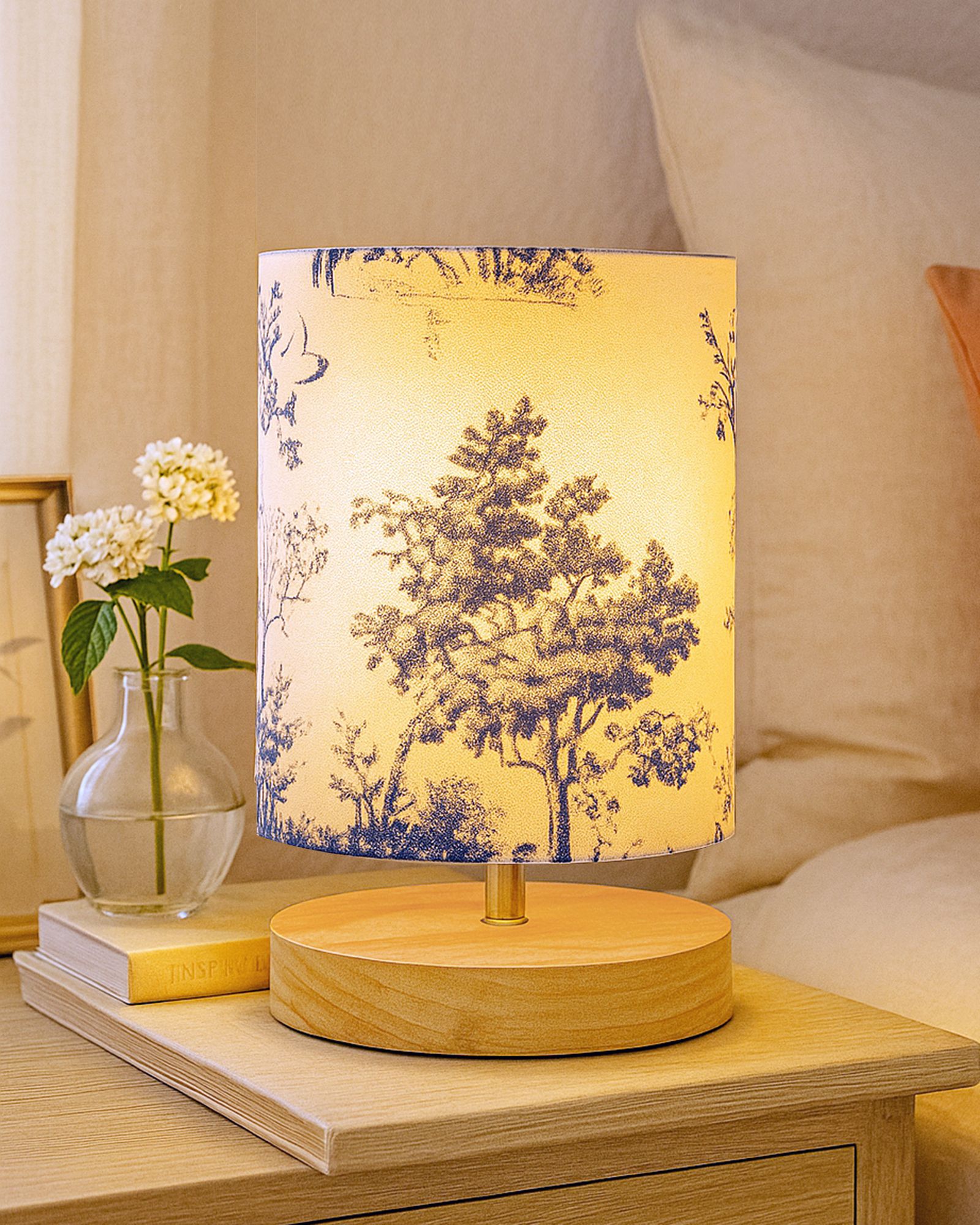 glowhere Minimalist Wooden Table Lamp with Fabric Shade, Modern Bedside Lamp for Bedroom Table Lamp-picture-26