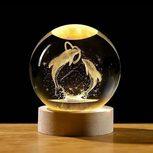 3D Crystal Ball Lamp with LED Wooden Base for Home Décor, Bedroom, Office & Gift Table Lamp-image-14