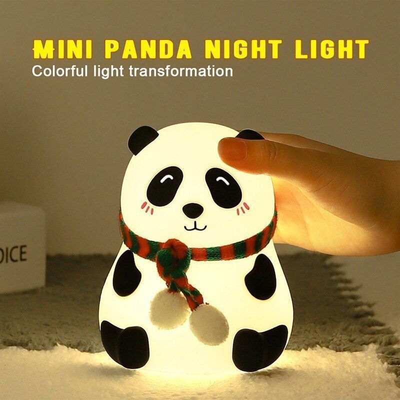 JPGC Cute Panda Silicon Night Lamp USB Rechargeable 7 Color Changing For Kids-188 Smart Sensor Light-image-49