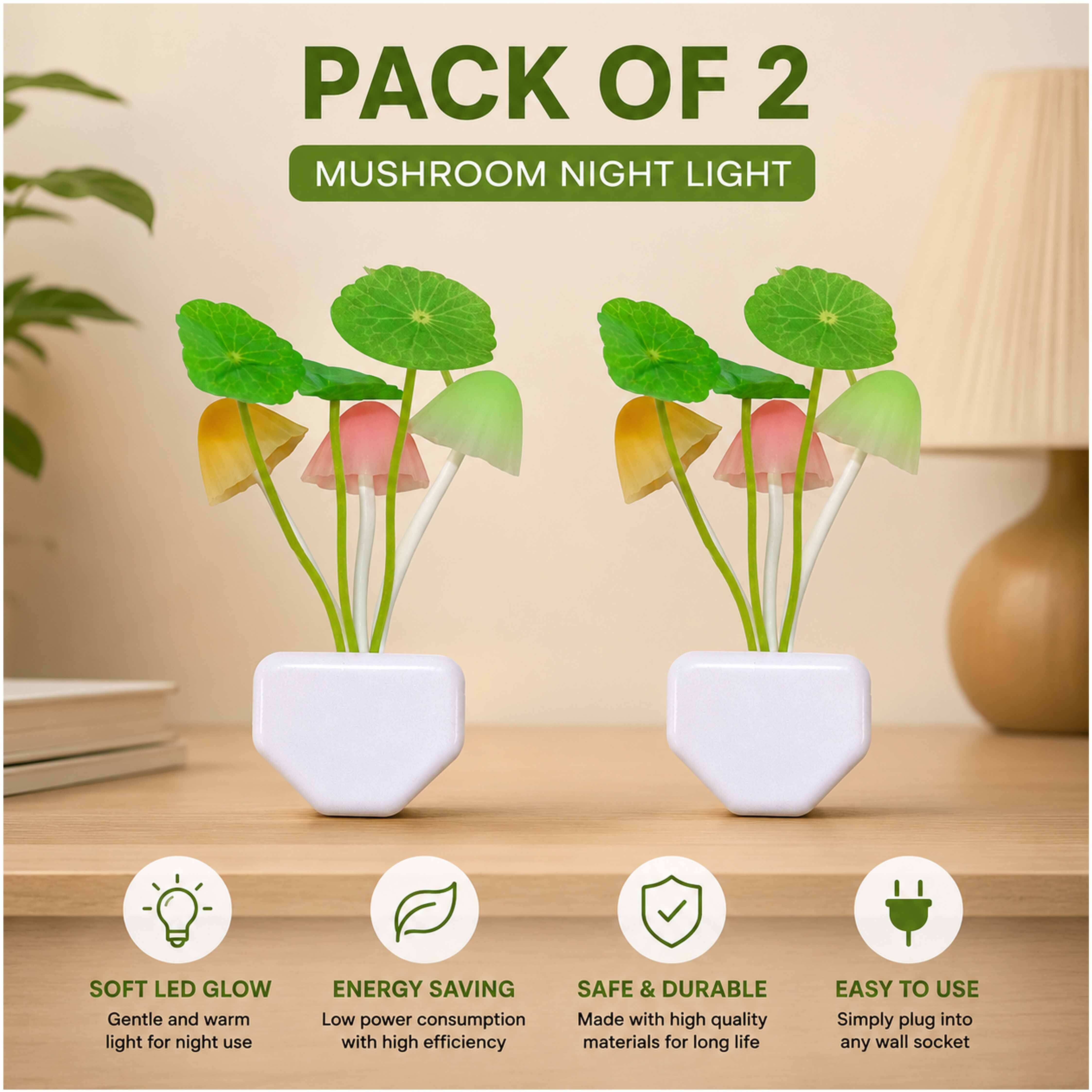 3D LED Night Lamp Multicolour Pack of 2 Smart Sensor, Color Change, auto On/Off Night Lamp-image-46