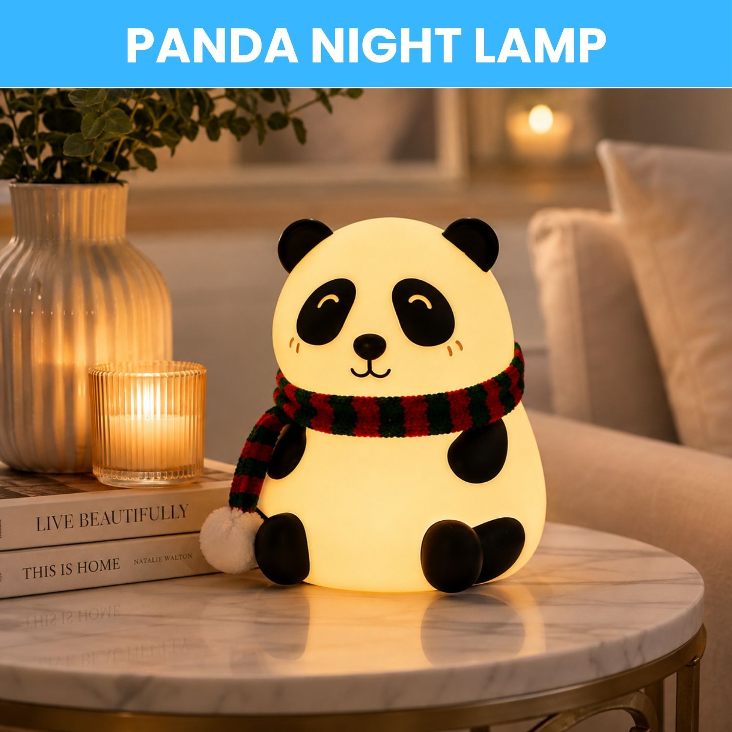 clairbell Panda LED Night Lamp, Silicone Rechargeable Bedside Light with Touch ControlU396 Night Lamp-picture-23