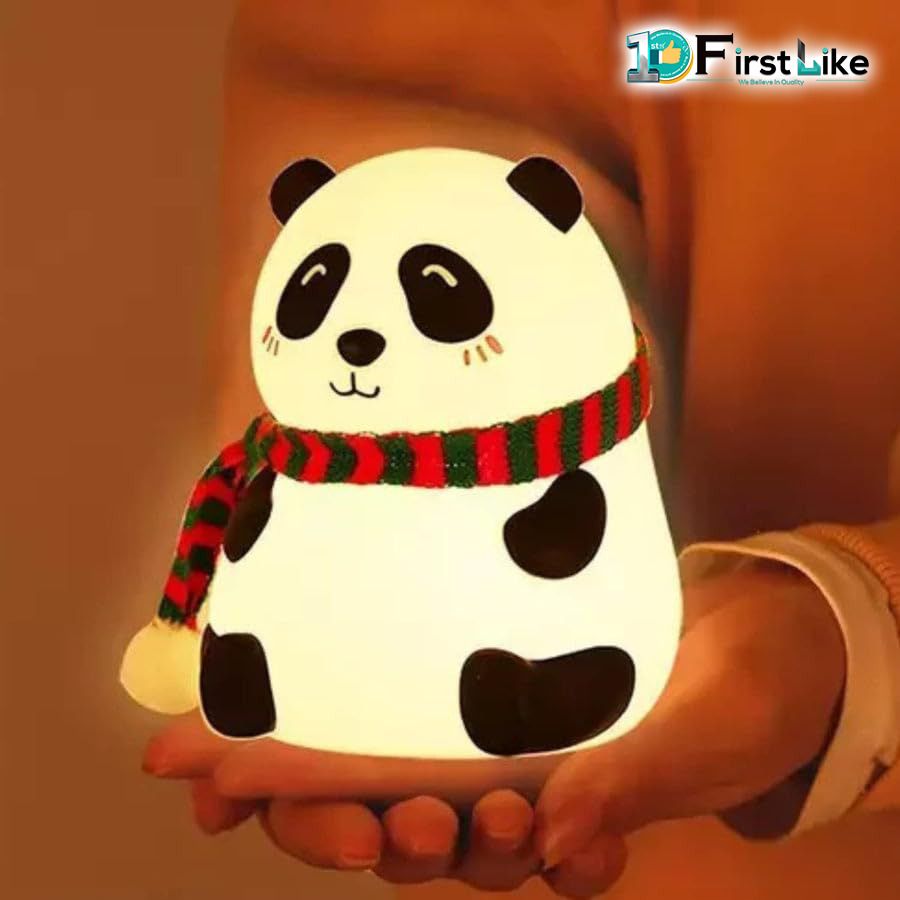 firstlike Silicone Panda Lamp – LED Night Light | Chargeable Lamp | Panda with a Muffler Night Lamp-picture-17