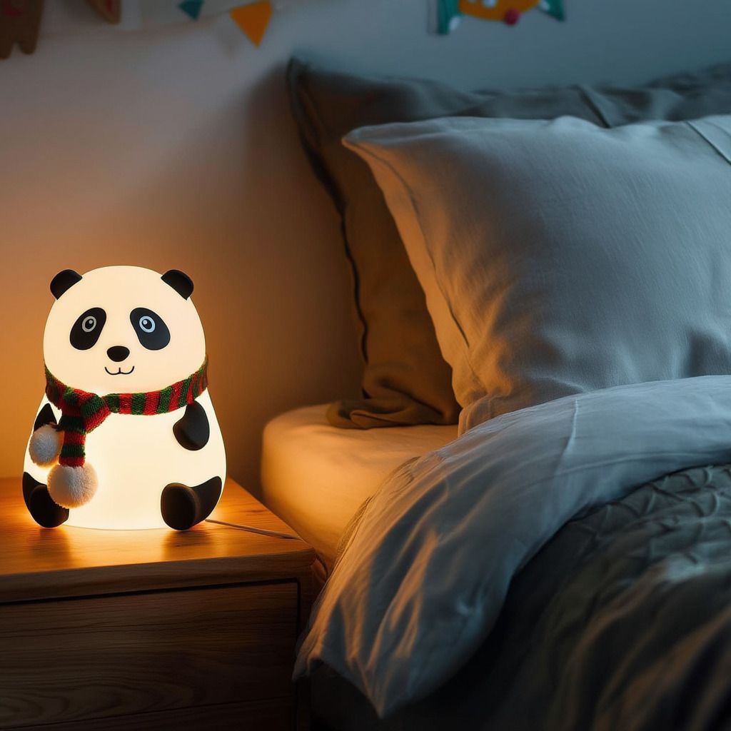 Cute Panda Night Lamp for Kids | Soft Silicone Touch Sensor LED Night Light D212 Night Lamp