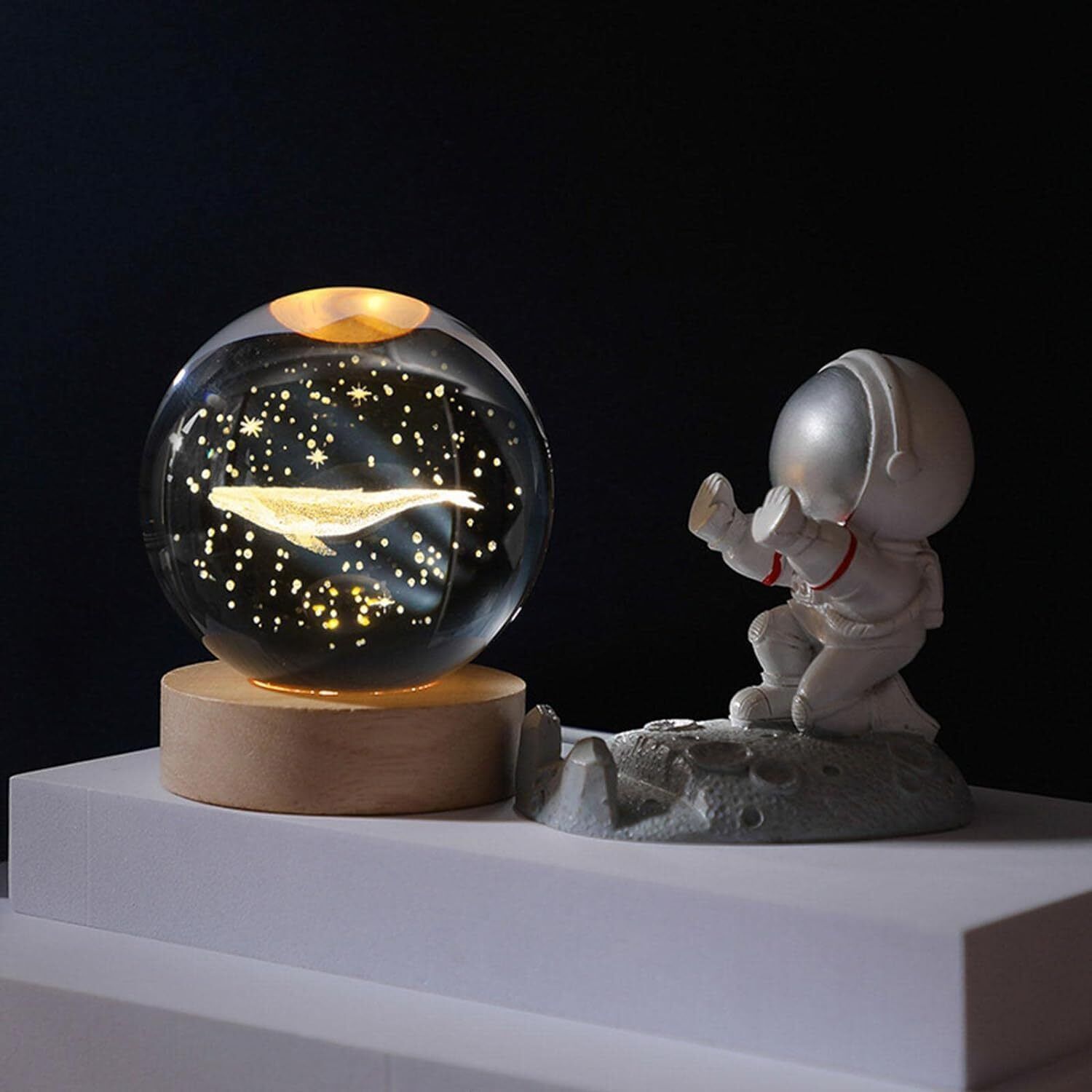 3D Space Whale Planet Crystal Ball Night Light Ball with Wooden Base Night Lamp Study Lamp-image-46