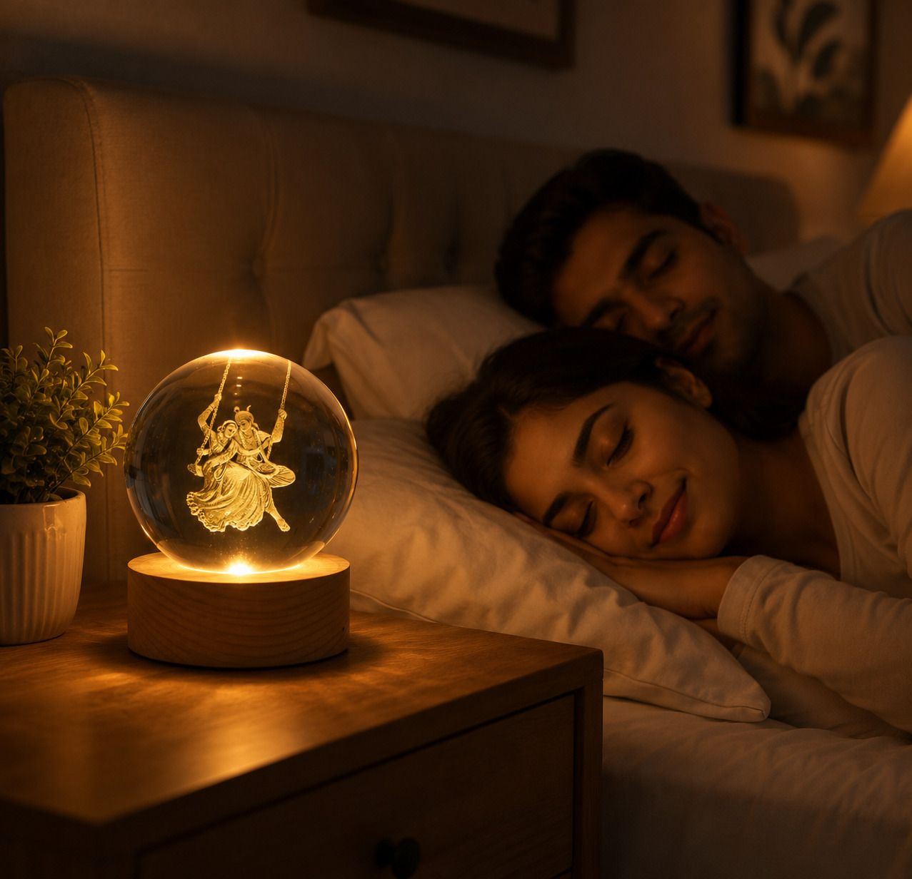 trenzios D Radha Krishna Crystal Ball Night Lamp -v3Ar-P Table Lamp-picture-11