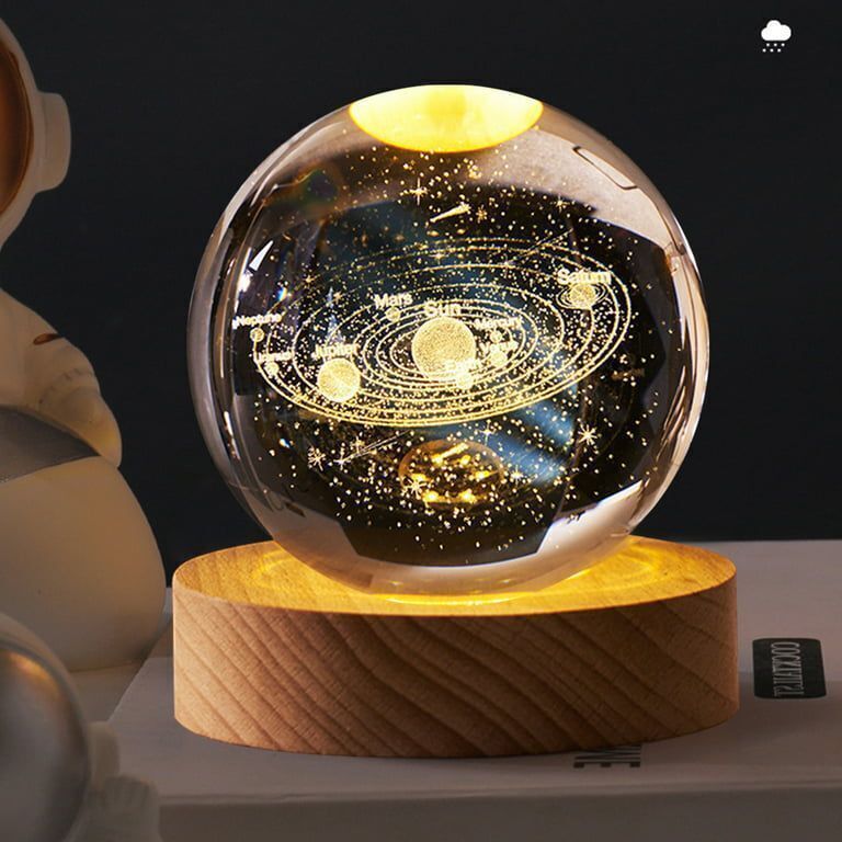 3D Space Galaxy Planet Crystal Ball Night Light Ball with Wooden Base Night Lamp-image-28