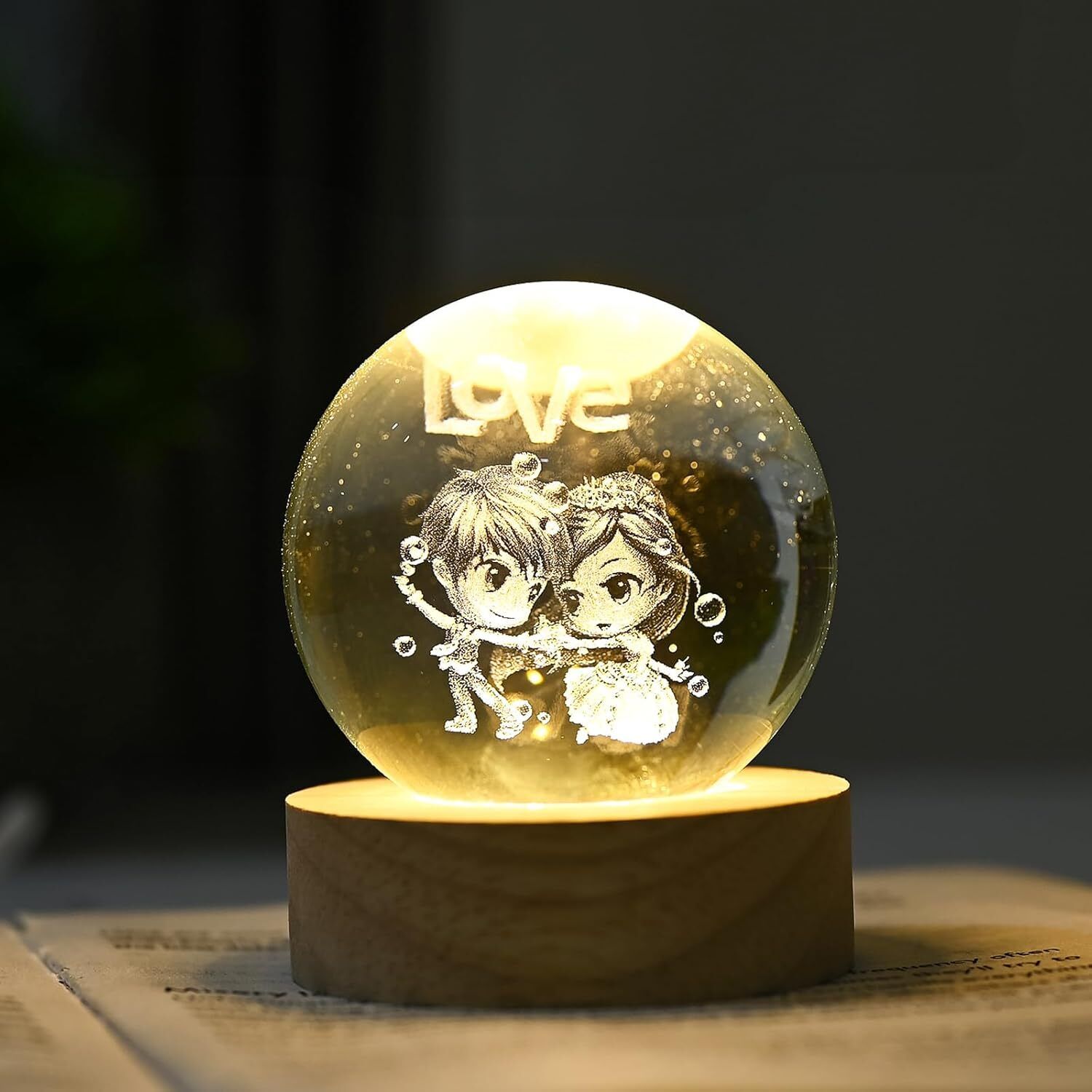 rudraksh Glowing 3D Love Crystal Ball Night Lamp Night Lamp-picture-13