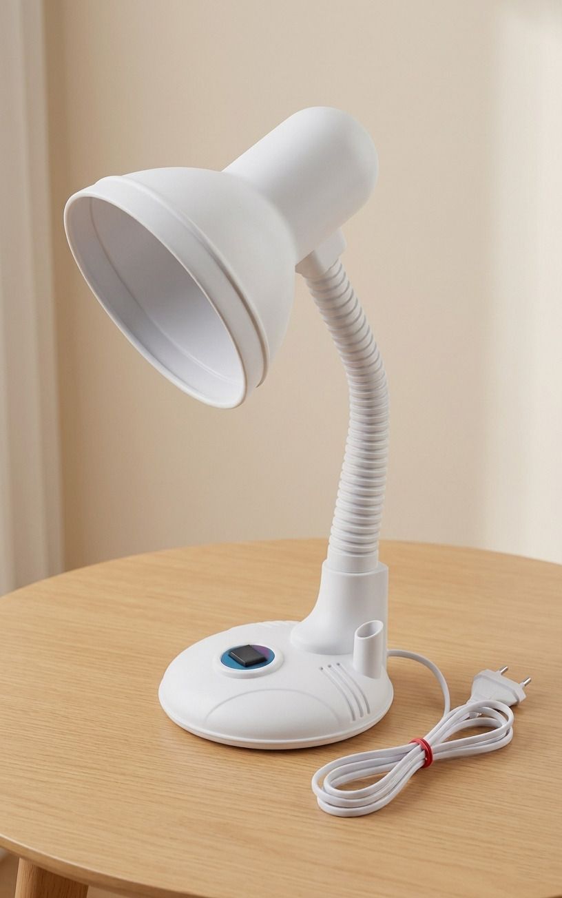 Metal Head Study Lamp with Flexible SS Neck & B22 Holder (No Bulb) White Study Lamp-image-42