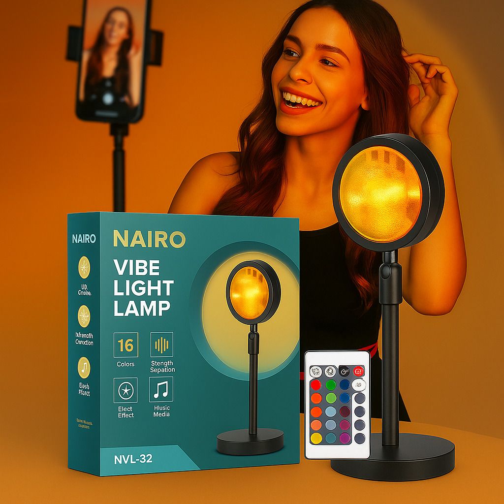 nairo Stylish 16-Color Sunset Lamp with Remote | USB Powered Night Light Night Lamp-picture-14