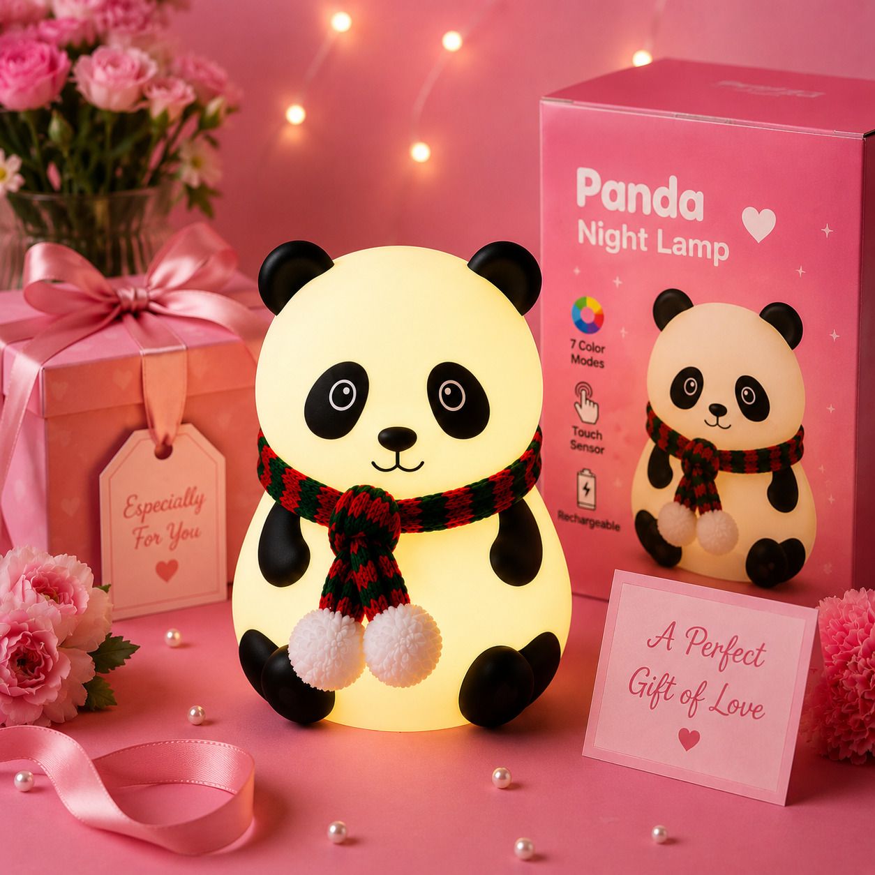 Cute Panda Silicone Night Lamp LED Touch Sensor USB Rechargeable Kids Bedroom Night Lamp-image-12