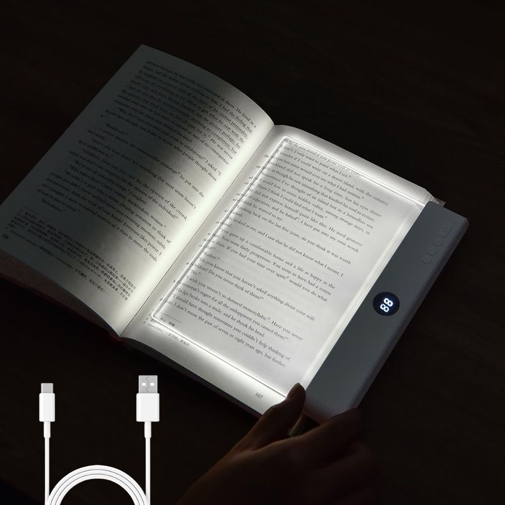 3 Color LED Book Light with LCD Display Timer and Rechargeable Battery Night Lamp-image-42