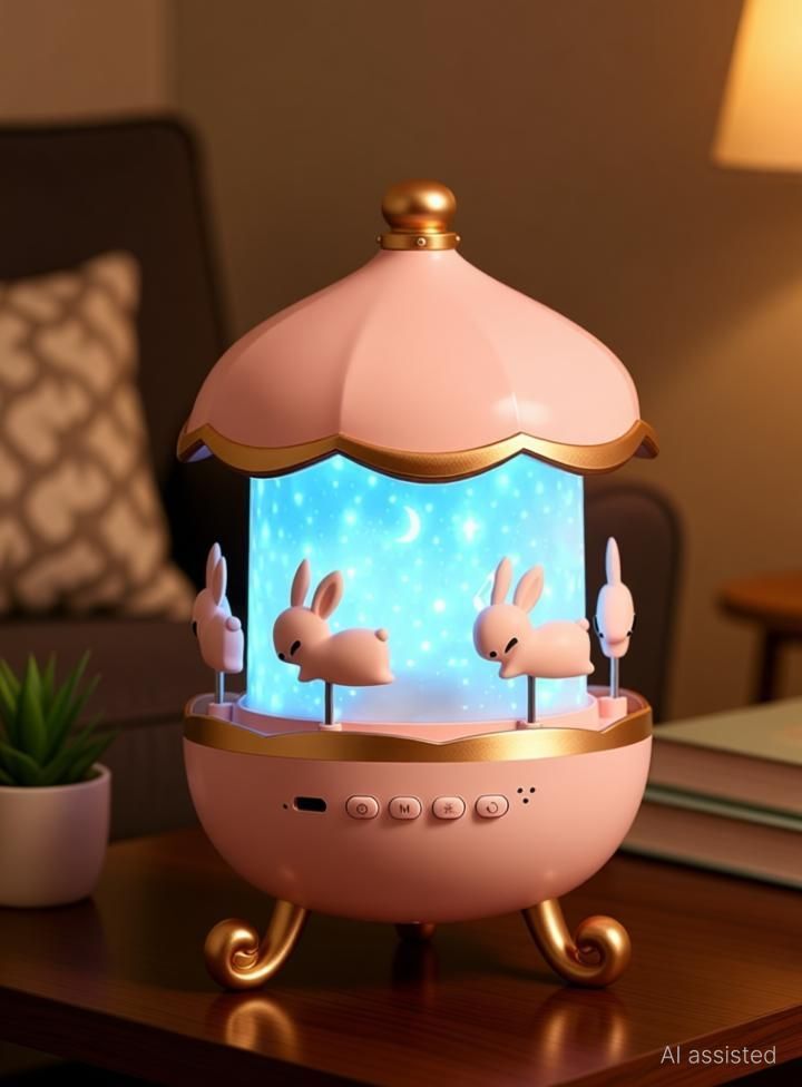 priyanshicorporation Bunny’s Carousel Rotating LED Night Light Night Lamp-picture-26