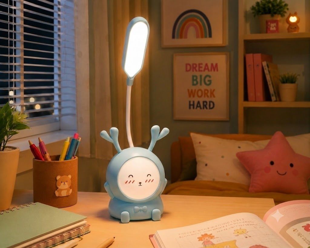 Cute Animal Study Lamp – Flexible Neck LED Table Lamp Light Blue Table Lamp-image-0