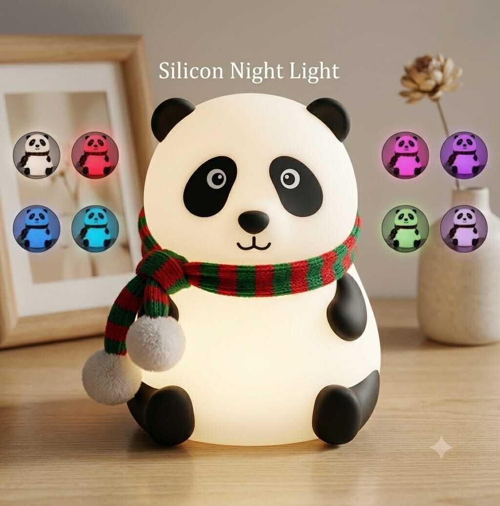 ablue clipper Cute Panda Silicone USB Rechargeable Night Lamp, Touch Control, Gift Light Night Lamp-picture-9