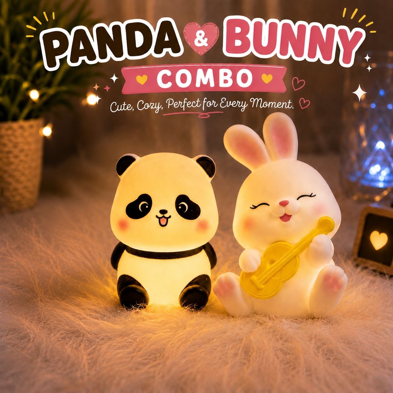 Panda & Bunny Night Light Combo-Soft Warm Glow-Gift Set Night Lamp-image-37