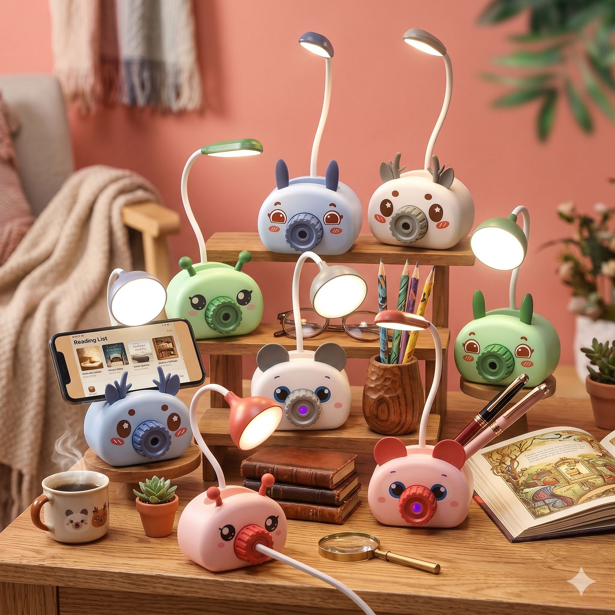 Cute Animal LED Desk Lamp with Built-in Pencil Sharpener and Pen Holder Study Lamp-image-30