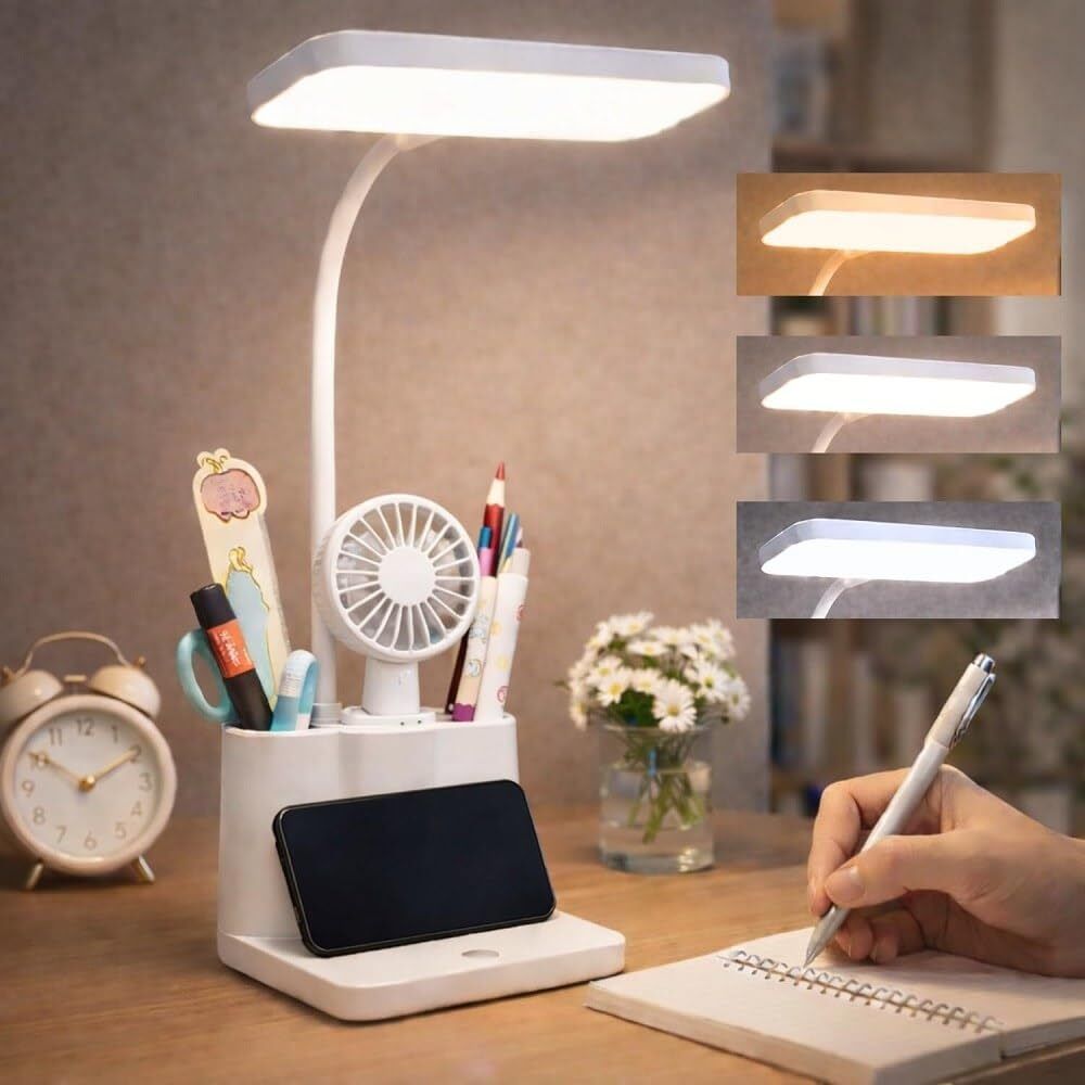 dwiti enterprise Rechargeable Table Lamp with Phone Holder for Study with 3 Pocket Study Lamp-picture-47