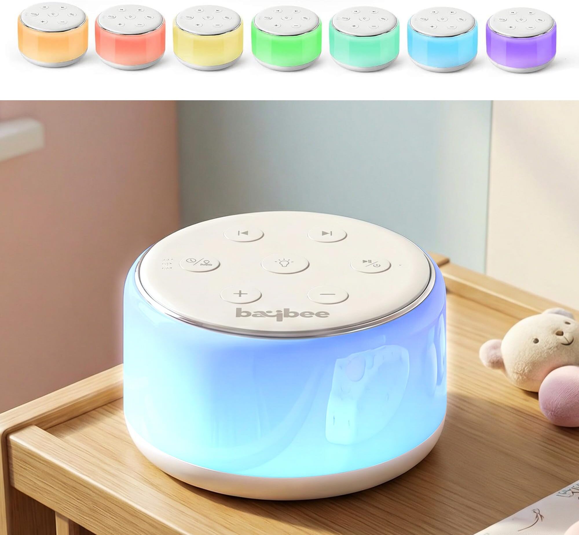 baybee Rechargeable White Noise Machine for Adults, Kids with 34 Soothing Sounds Night Lamp-picture-5