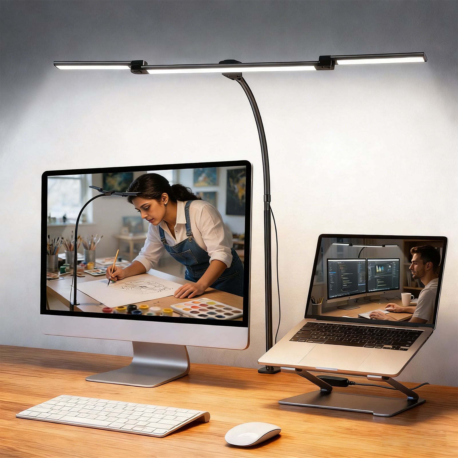 supvox USB LED Desk Lamp with Wide Expansion Light and Flexible Gooseneck Design Study Lamp-picture-10
