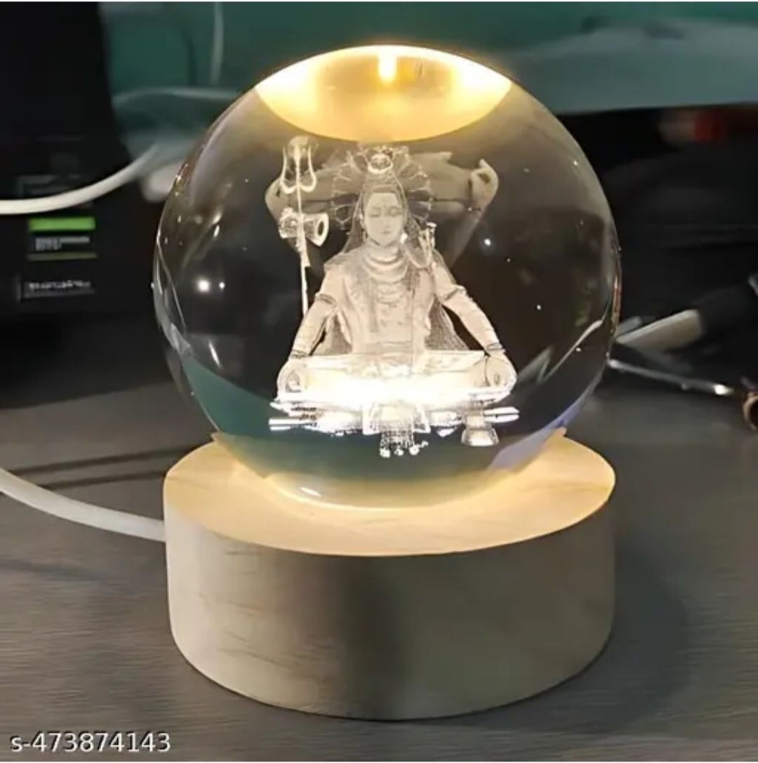 sangam 3D SHIV CRYSTAL BALL LIGHT Night Lamp (12 cm, Multicolor) Table Lamp Night Lamp-picture-2