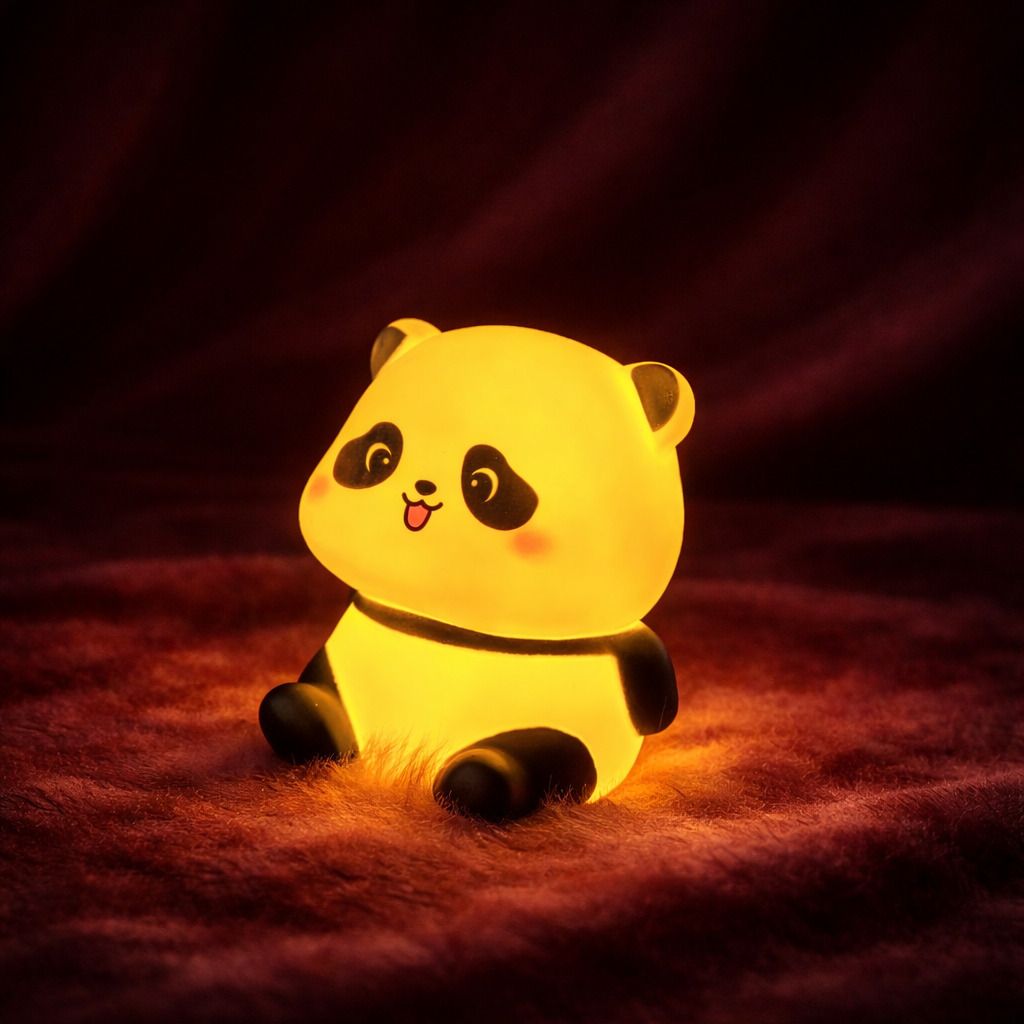 Mini Panda LED Night Light for Kids Night Lamp (7.5 cm, Yellow) Night Lamp-image-12