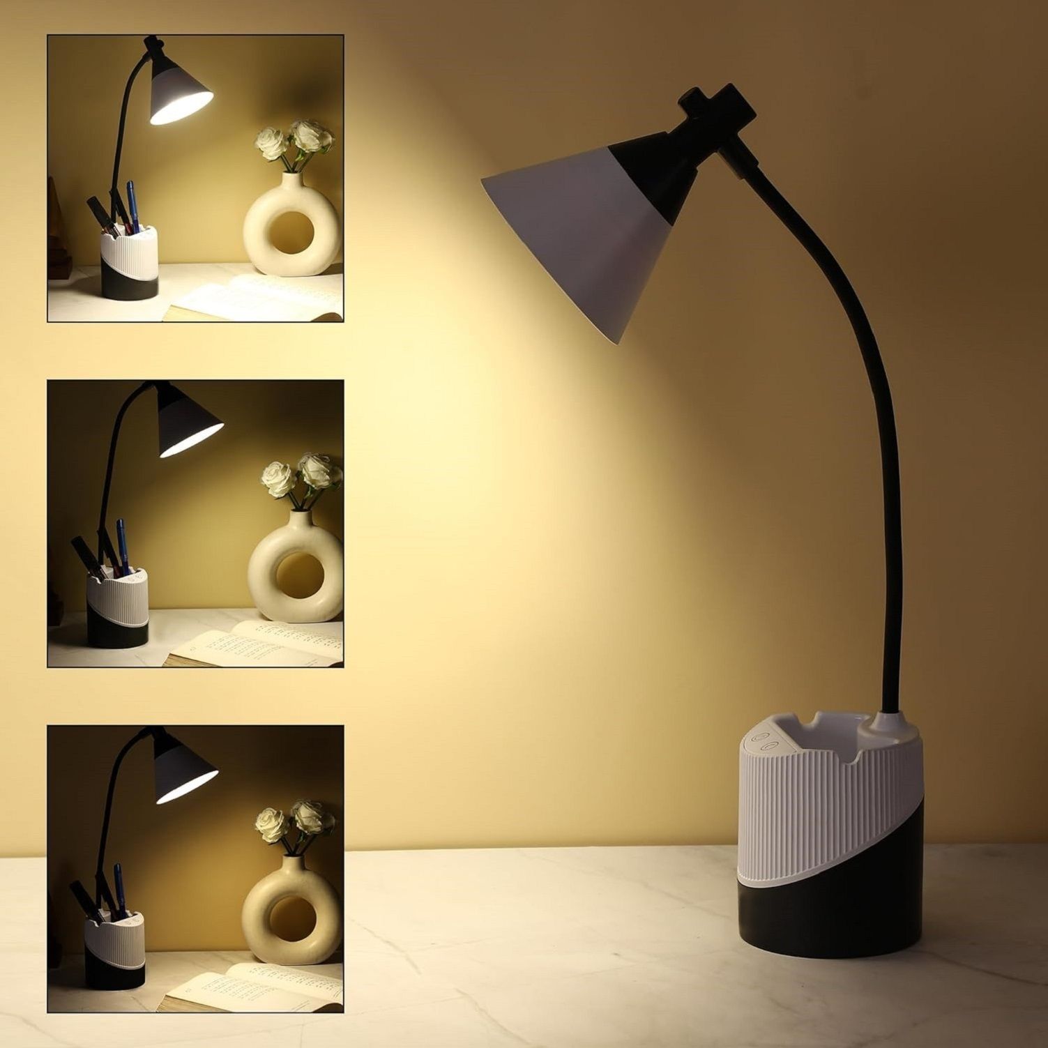 akr Powerful Rechargeable LED Table Lamp with Mobile & Pen Holder With Night Light Study Lamp-picture-22